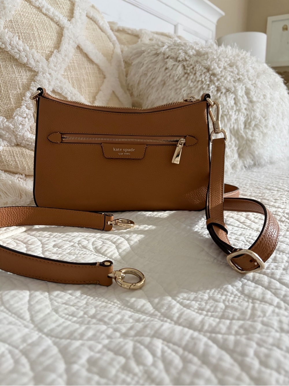 kate spade Hudson brown Pebbled Leather Crossbody